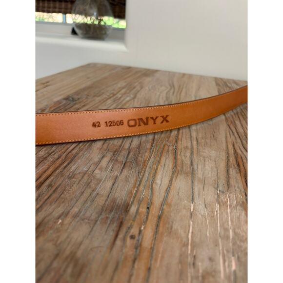 VTG Brighton Onyx 1998 Brown Alpine Croco Alligator Leather Belt Size 43 - Picture 6 of 7